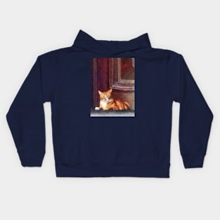 Cats - Orange Tabby in Doorway Kids Hoodie